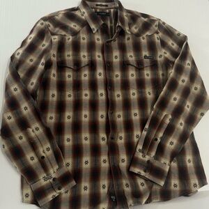 Lucky Brand Southwestern/Aztec plaid style  Pattern Classic Fit Snap Buttons